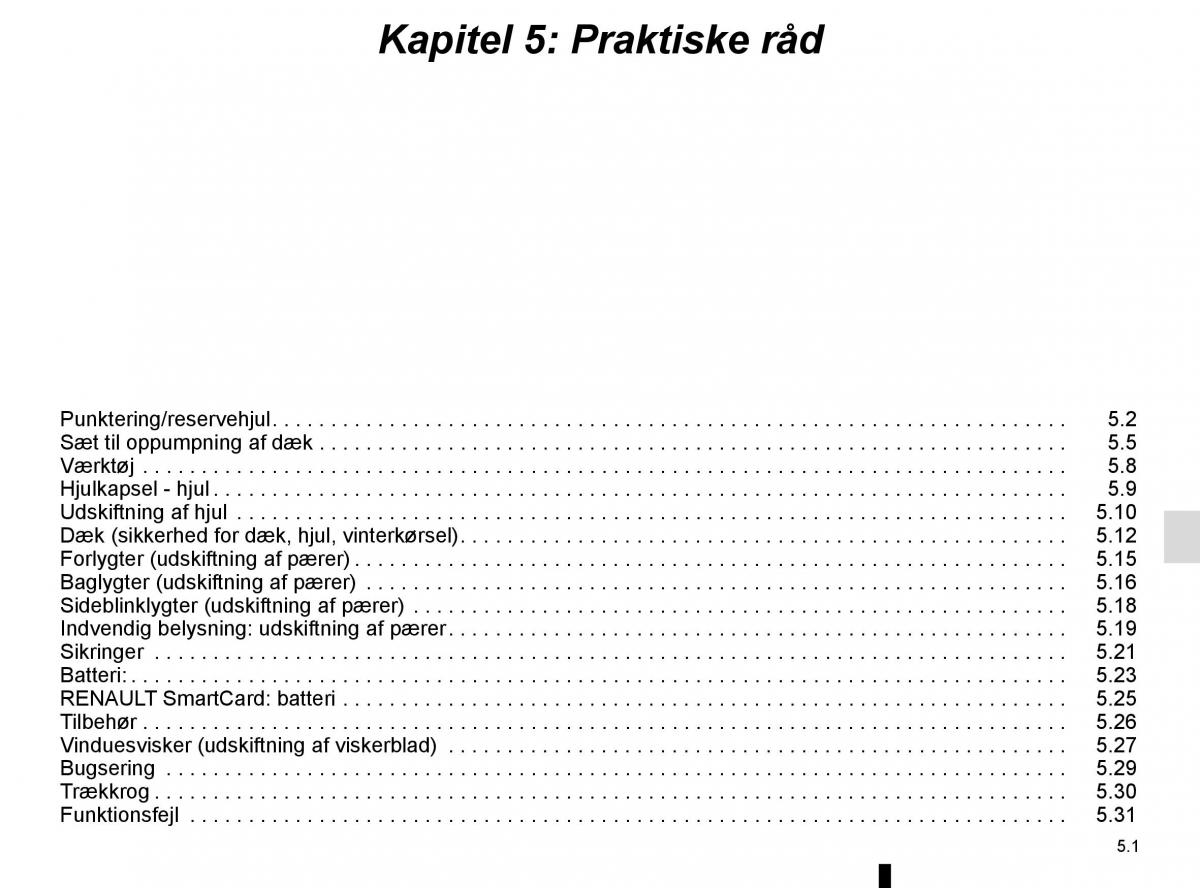 Renault Espace V 5 Bilens instruktionsbog / page 257