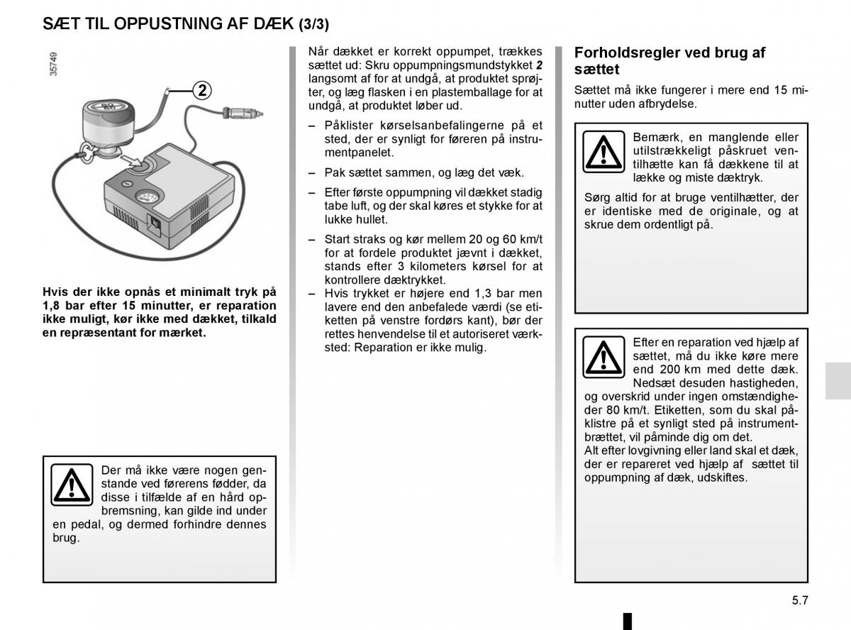 Renault Espace V 5 Bilens instruktionsbog / page 263