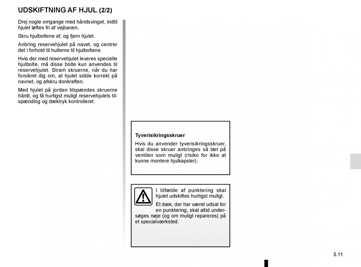 Renault Espace V 5 Bilens instruktionsbog / page 267