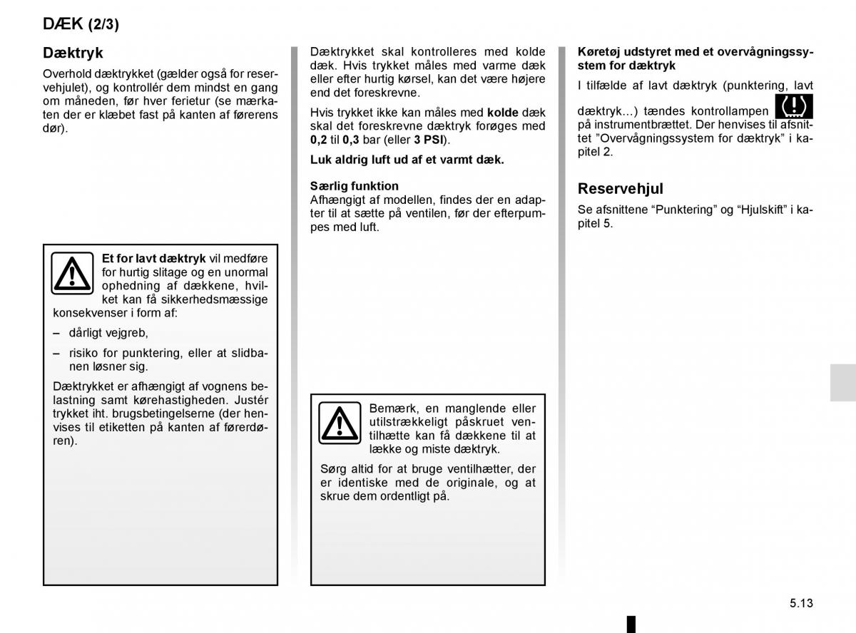 Renault Espace V 5 Bilens instruktionsbog / page 269