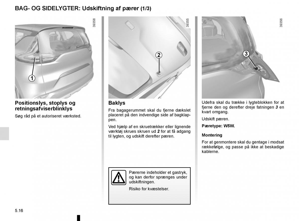 Renault Espace V 5 Bilens instruktionsbog / page 272