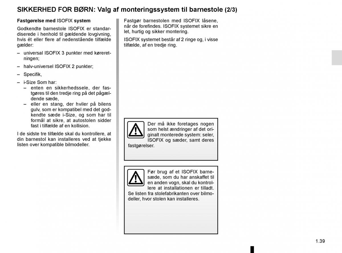 Renault Espace V 5 Bilens instruktionsbog / page 45