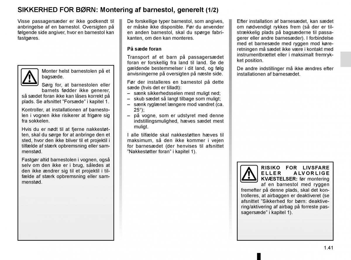 Renault Espace V 5 Bilens instruktionsbog / page 47