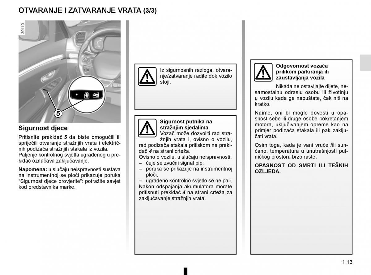 Renault Espace V 5 vlasnicko uputstvo / page 19