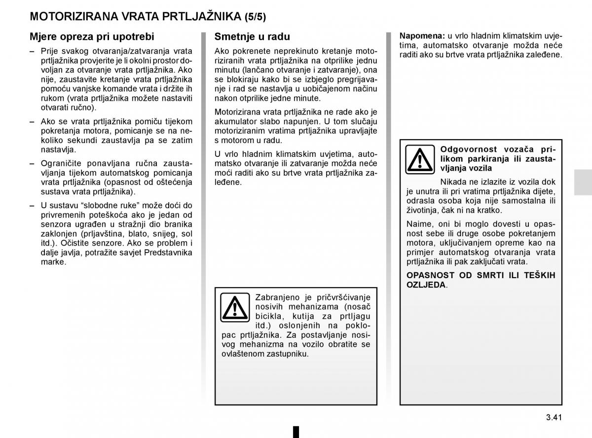 Renault Espace V 5 vlasnicko uputstvo / page 229