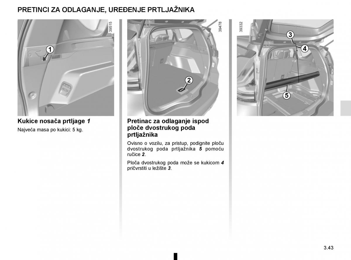 Renault Espace V 5 vlasnicko uputstvo / page 231