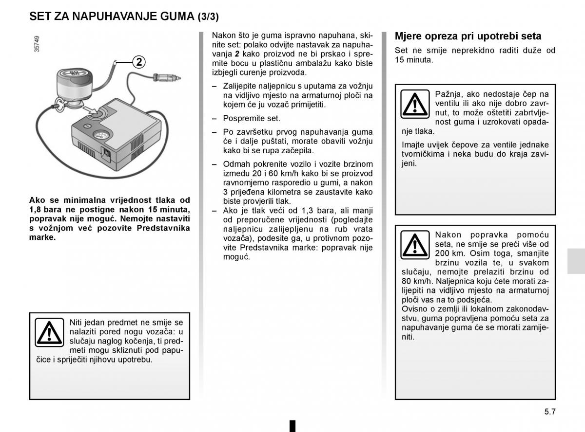 Renault Espace V 5 vlasnicko uputstvo / page 263