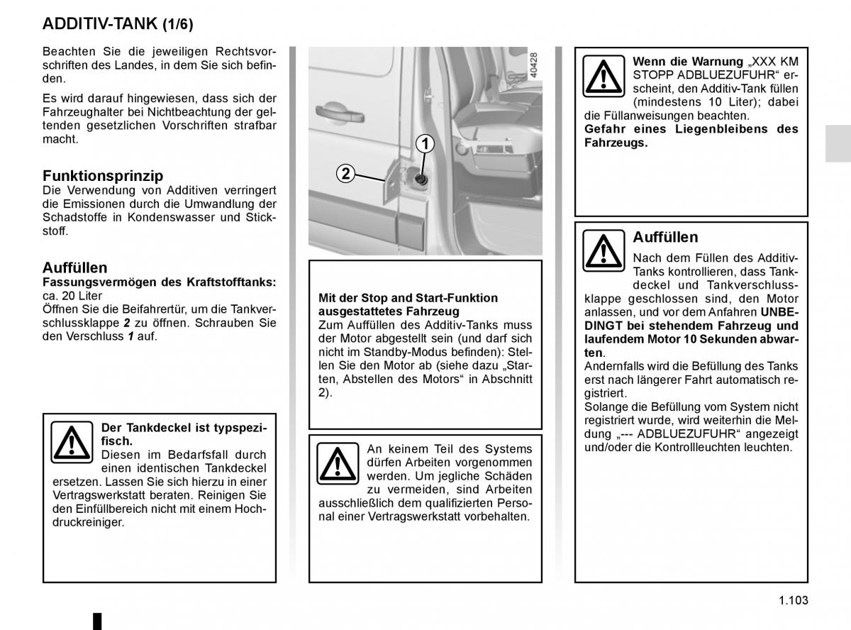 Renault Master III 3 Handbuch / page 109