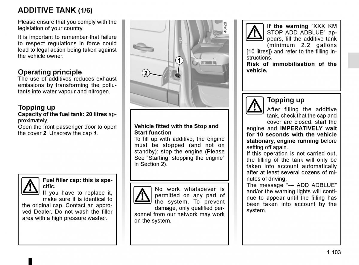 Renault Master III 3 owners manual / page 109