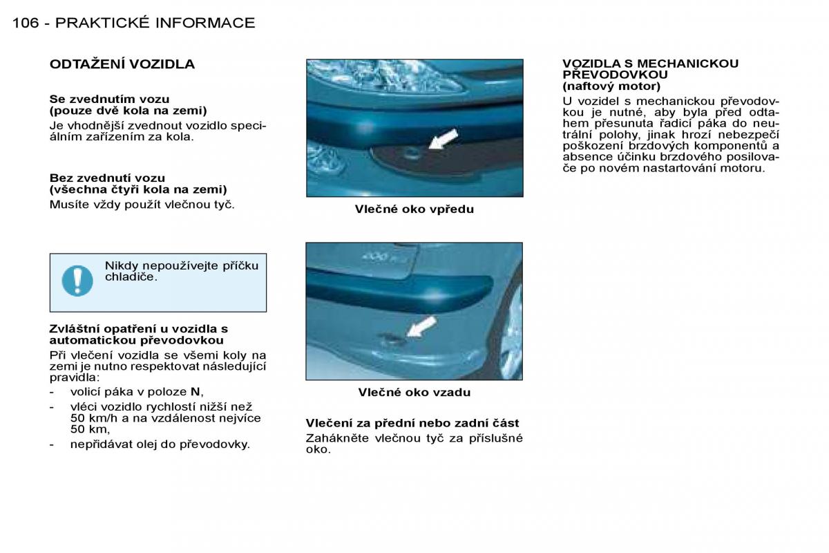 Peugeot 206 navod k obsludze / page 113