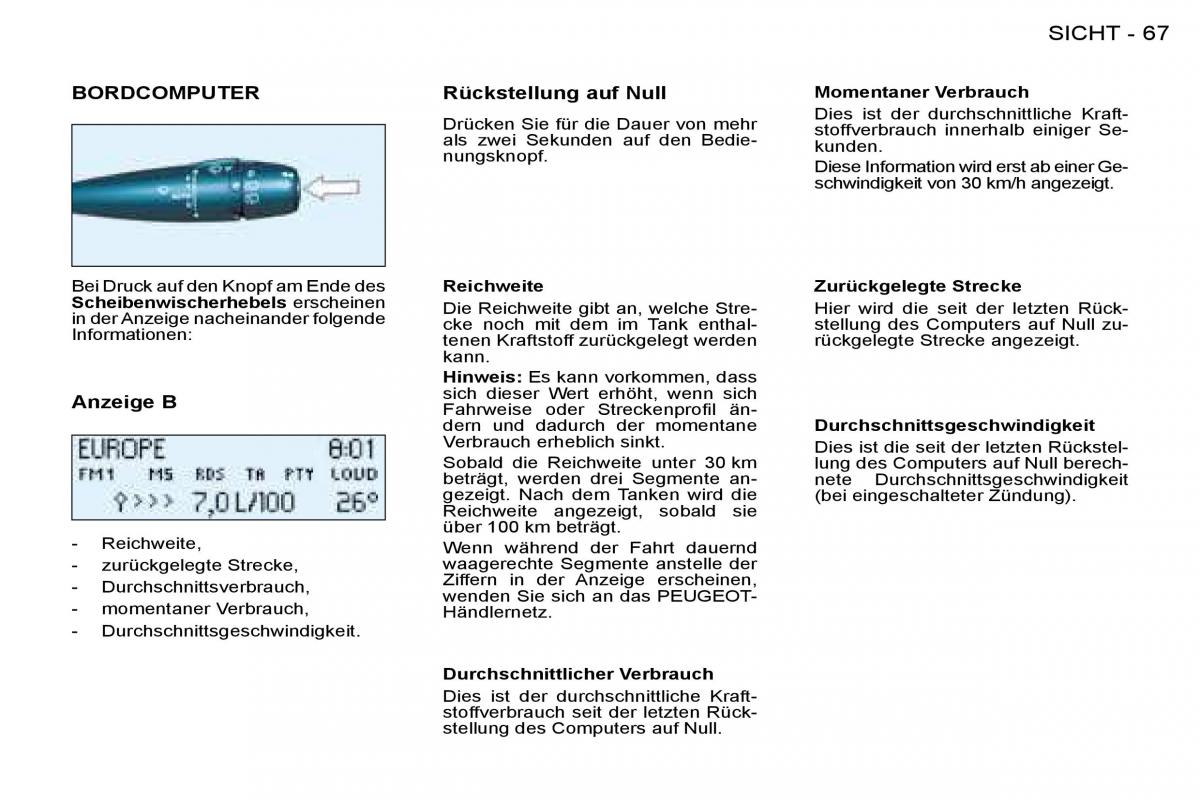 Peugeot 206 Handbuch / page 71