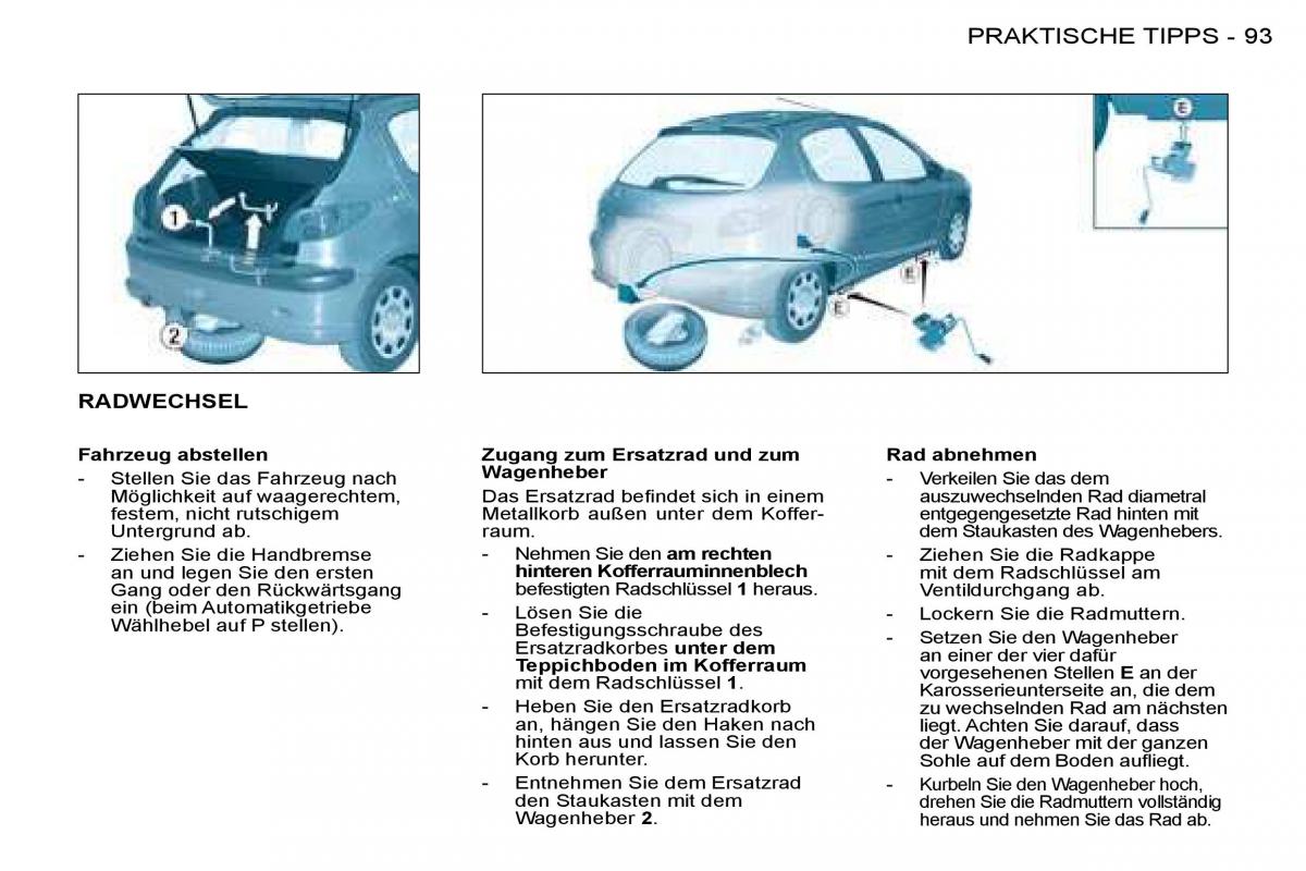 Peugeot 206 Handbuch / page 99