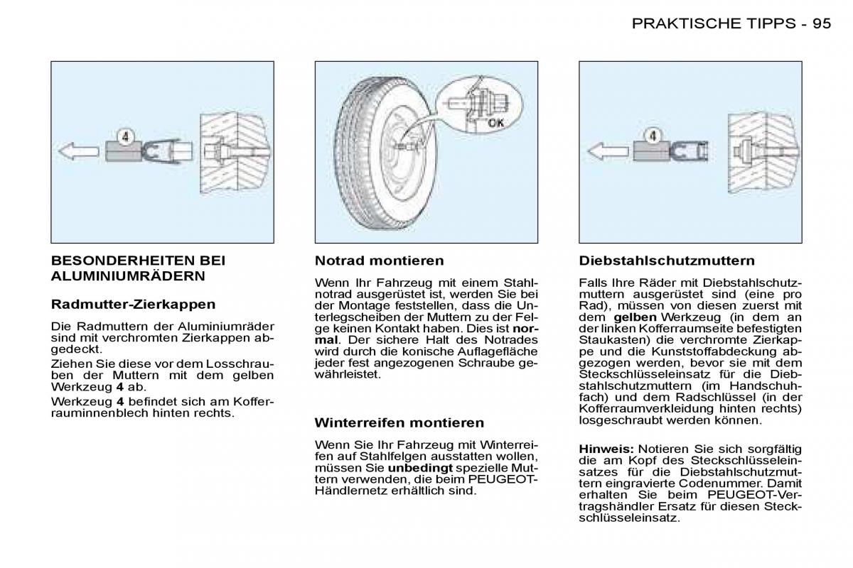 Peugeot 206 Handbuch / page 101