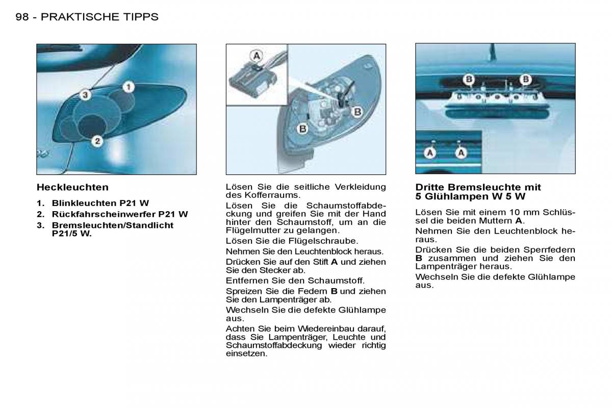 Peugeot 206 Handbuch / page 104