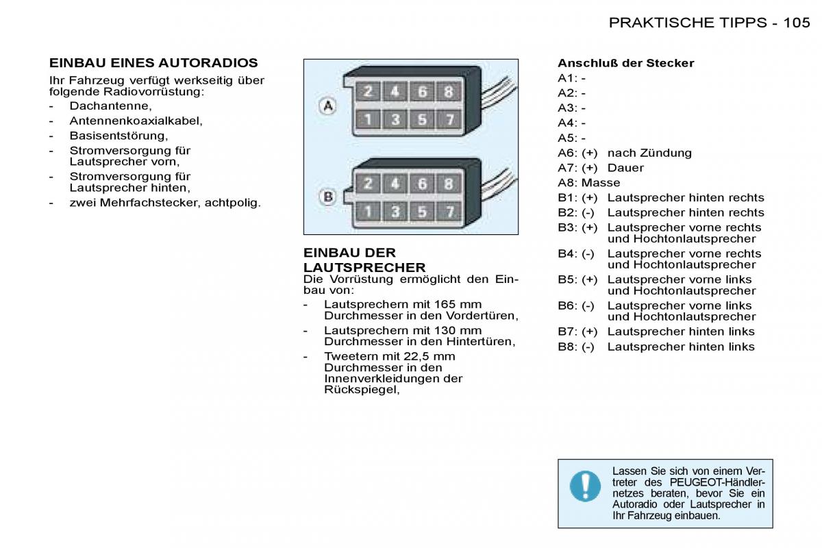 Peugeot 206 Handbuch / page 112