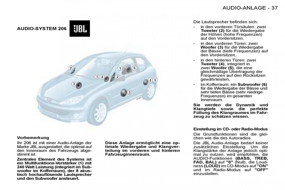 Peugeot 206 Handbuch / page 36