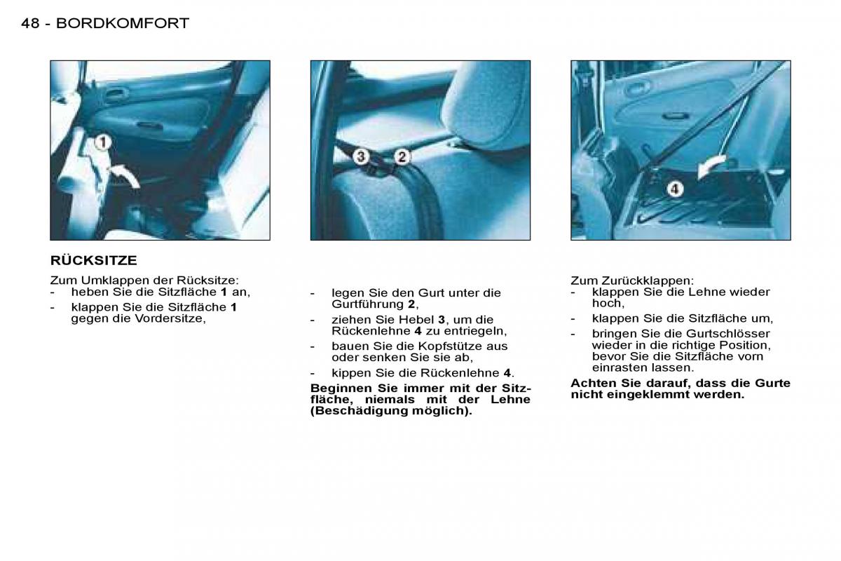 Peugeot 206 Handbuch / page 48