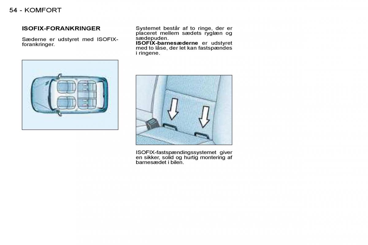 Peugeot 206 Bilens instruktionsbog / page 57