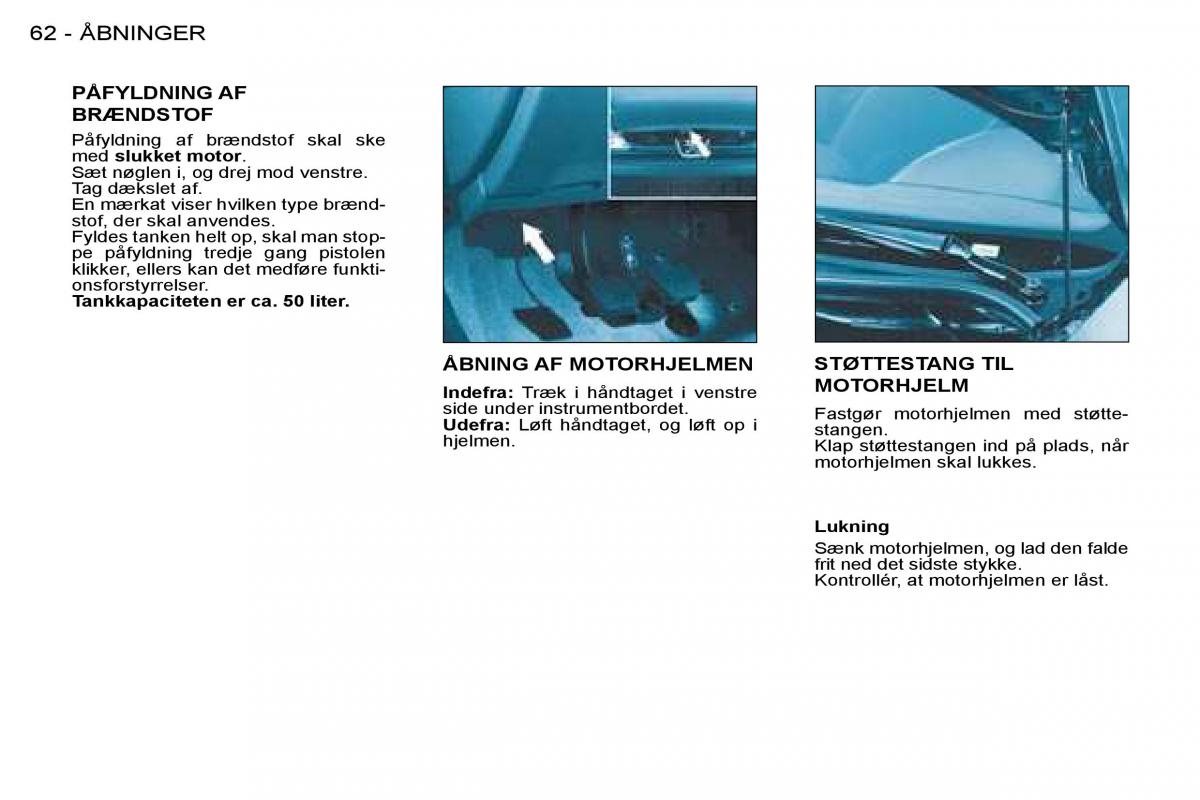 Peugeot 206 Bilens instruktionsbog / page 65