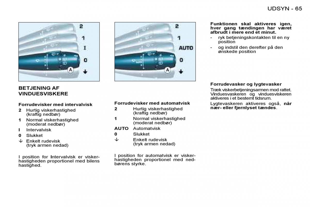 Peugeot 206 Bilens instruktionsbog / page 69