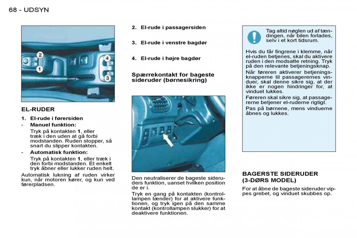 Peugeot 206 Bilens instruktionsbog / page 72