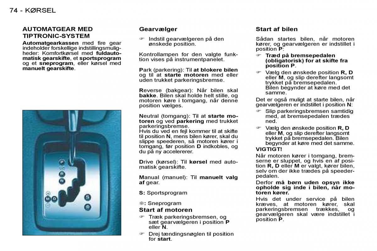 Peugeot 206 Bilens instruktionsbog / page 78