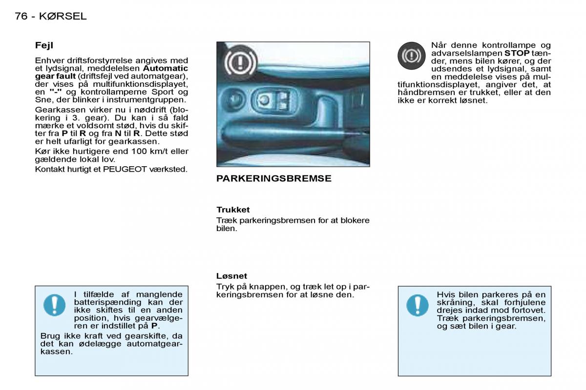 Peugeot 206 Bilens instruktionsbog / page 80