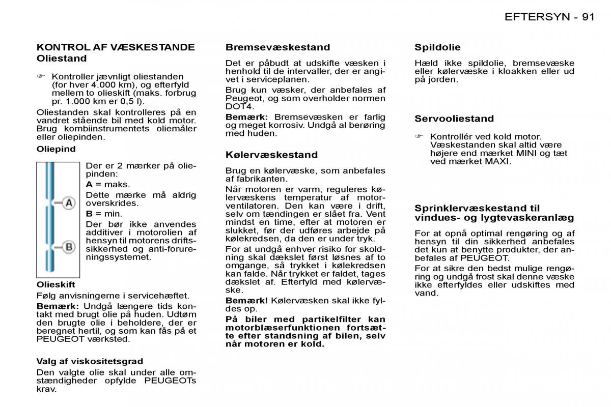 Peugeot 206 Bilens instruktionsbog / page 97