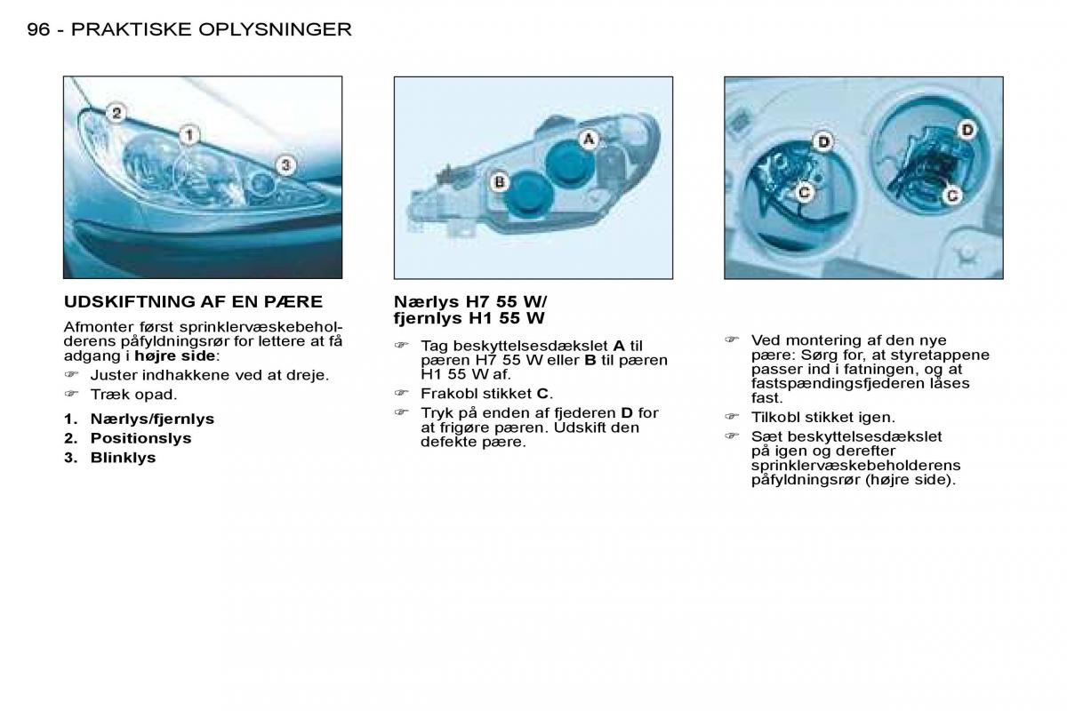 Peugeot 206 Bilens instruktionsbog / page 102