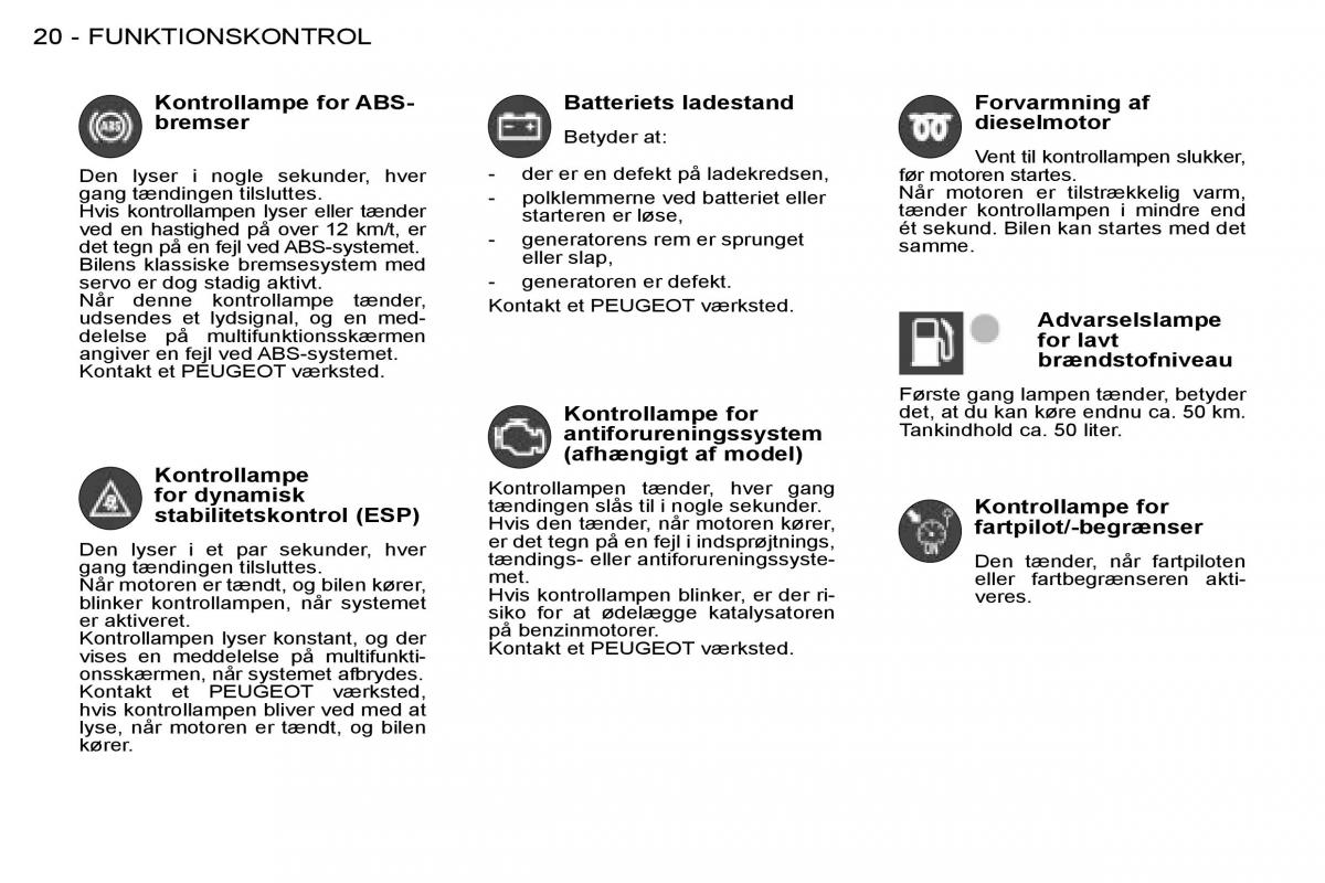 Peugeot 206 Bilens instruktionsbog / page 17