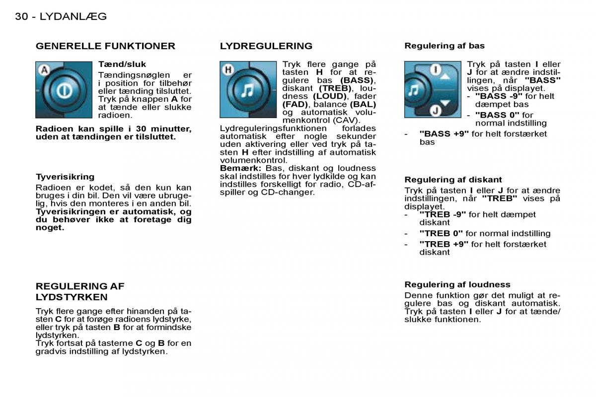 Peugeot 206 Bilens instruktionsbog / page 28