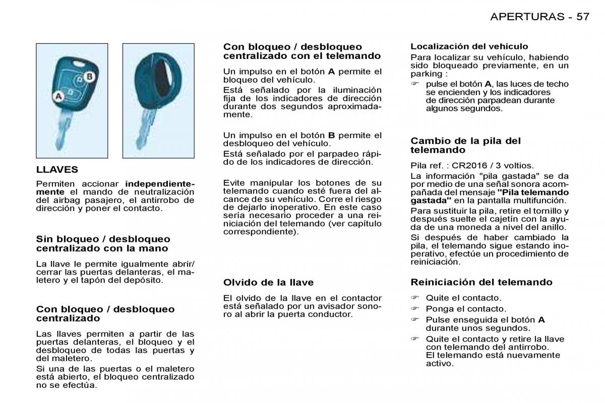 Peugeot 206 manual del propietario / page 59