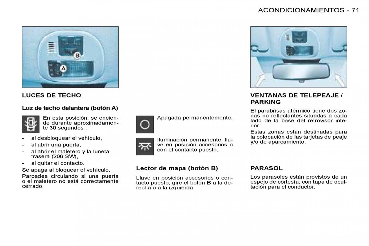 Peugeot 206 manual del propietario / page 75