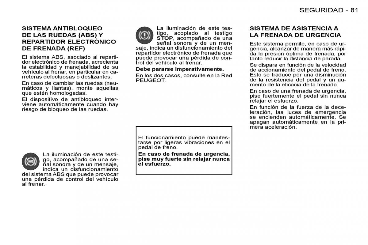 Peugeot 206 manual del propietario / page 86