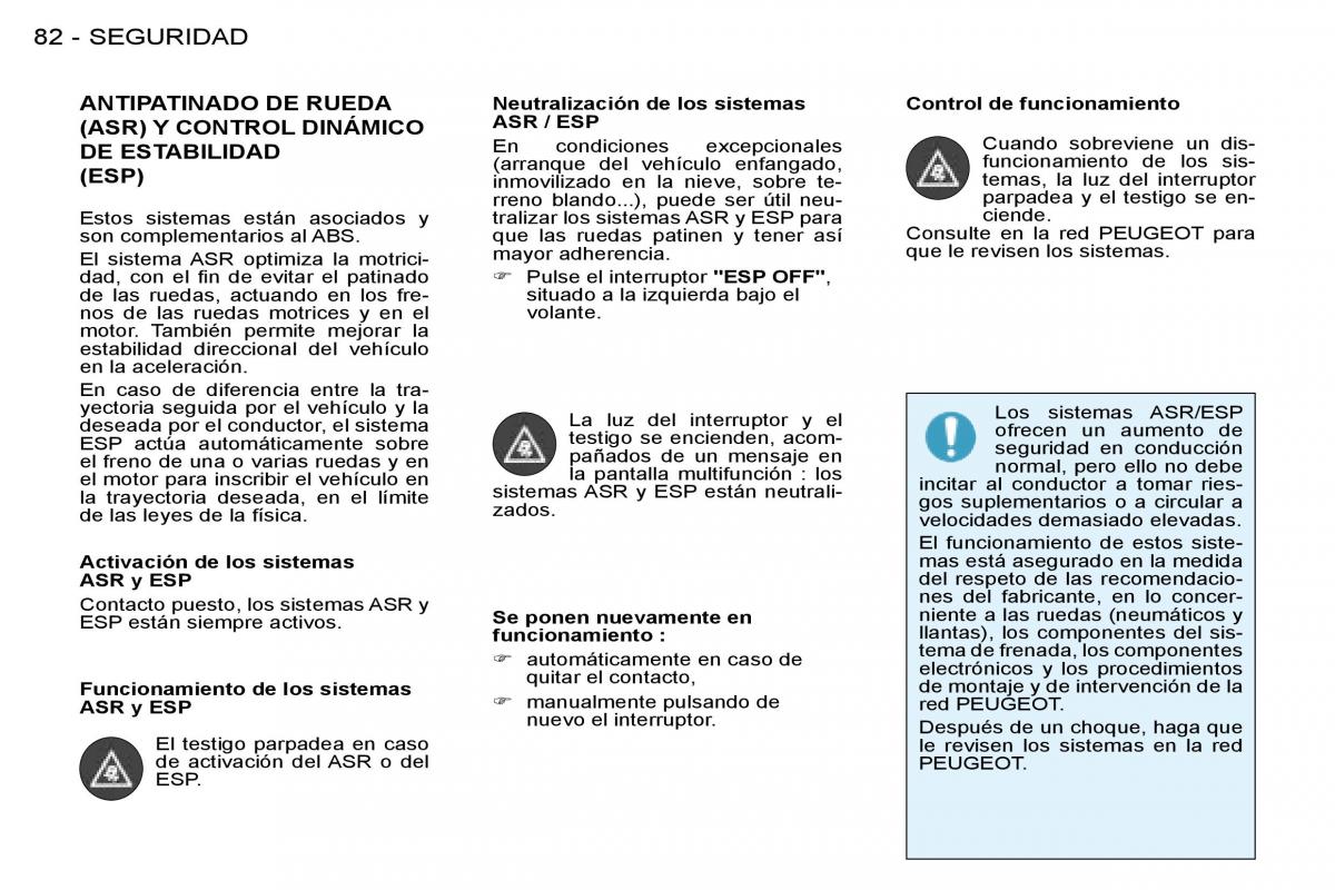 Peugeot 206 manual del propietario / page 87