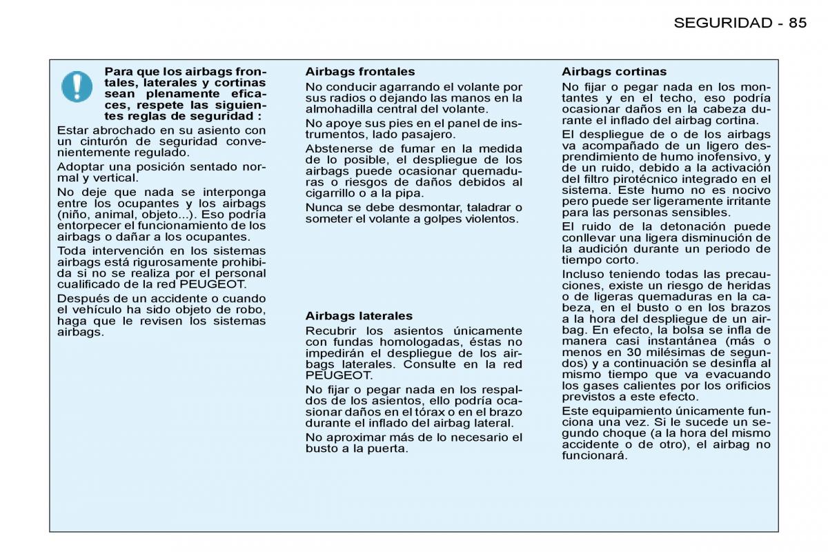 Peugeot 206 manual del propietario / page 90