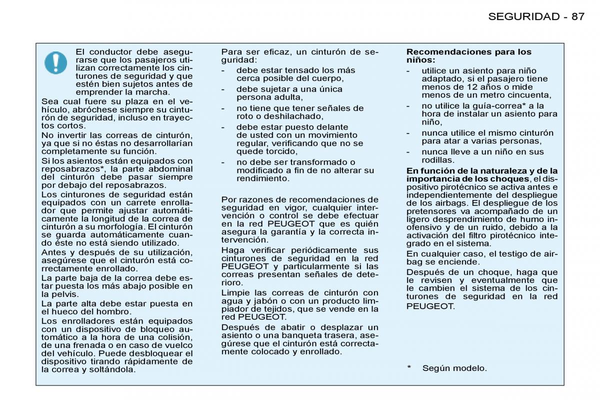 Peugeot 206 manual del propietario / page 94