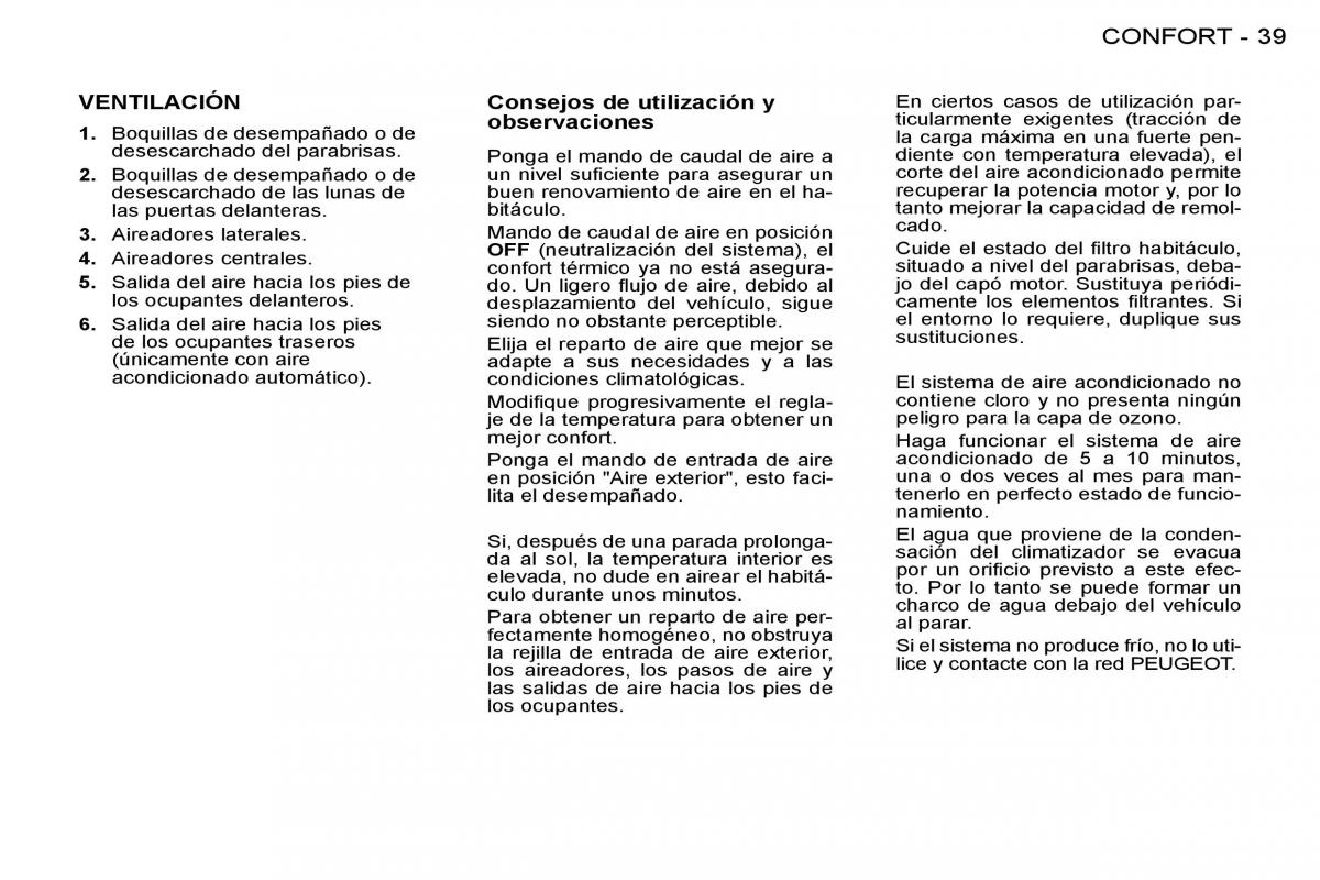 Peugeot 206 manual del propietario / page 38