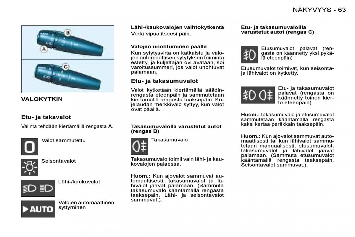 Peugeot 206 omistajan kasikirja / page 66