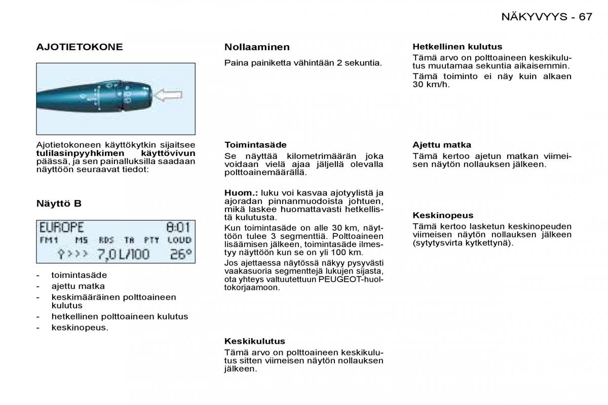 Peugeot 206 omistajan kasikirja / page 71