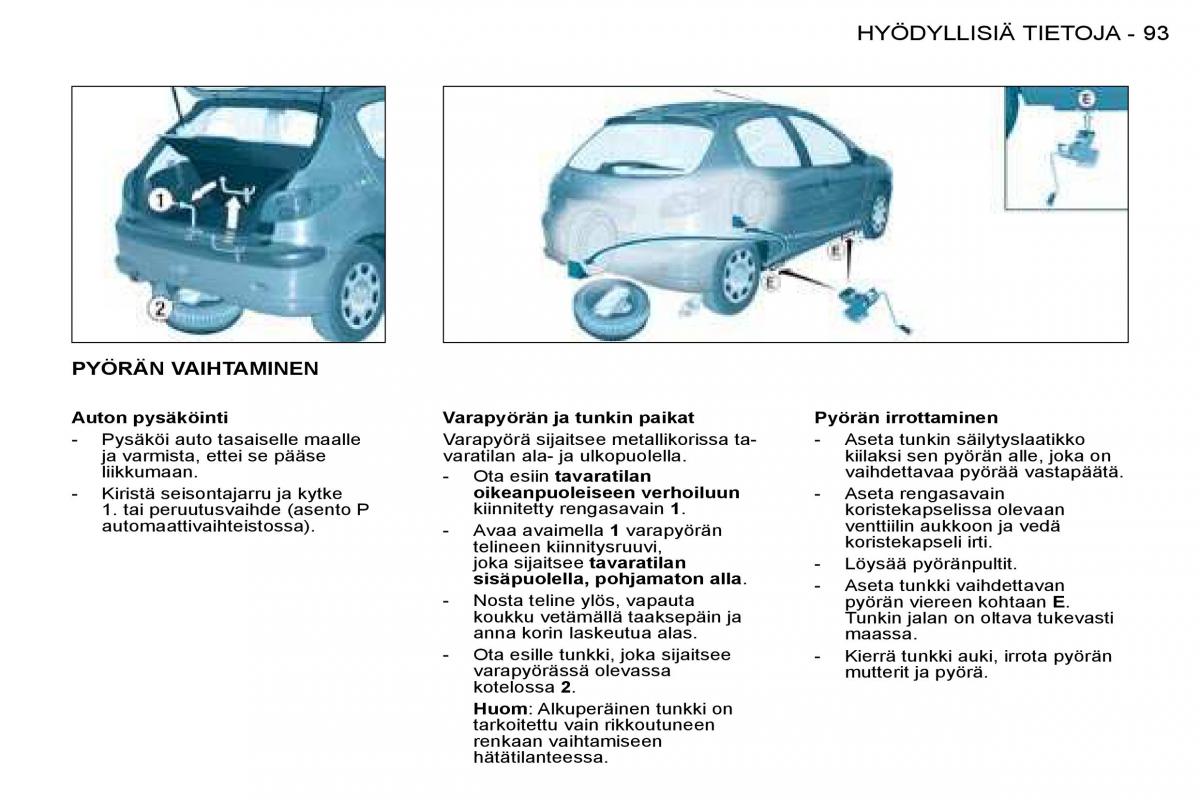 Peugeot 206 omistajan kasikirja / page 99