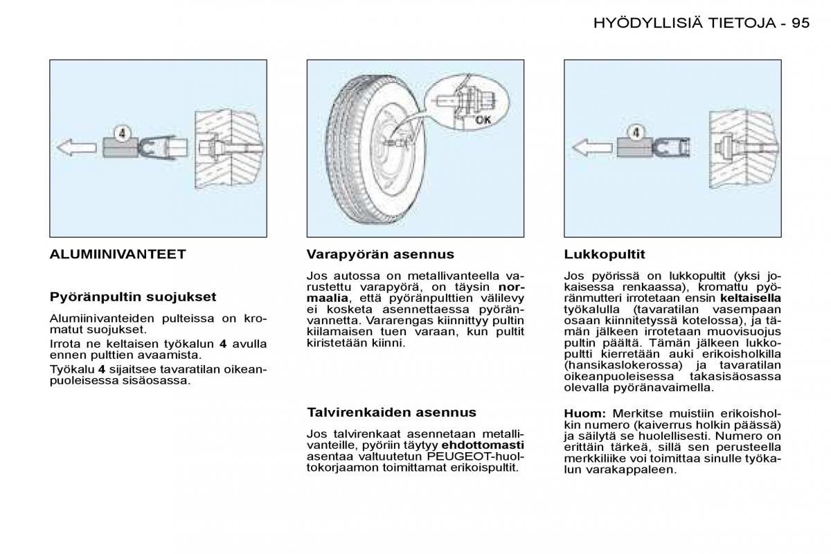 Peugeot 206 omistajan kasikirja / page 101