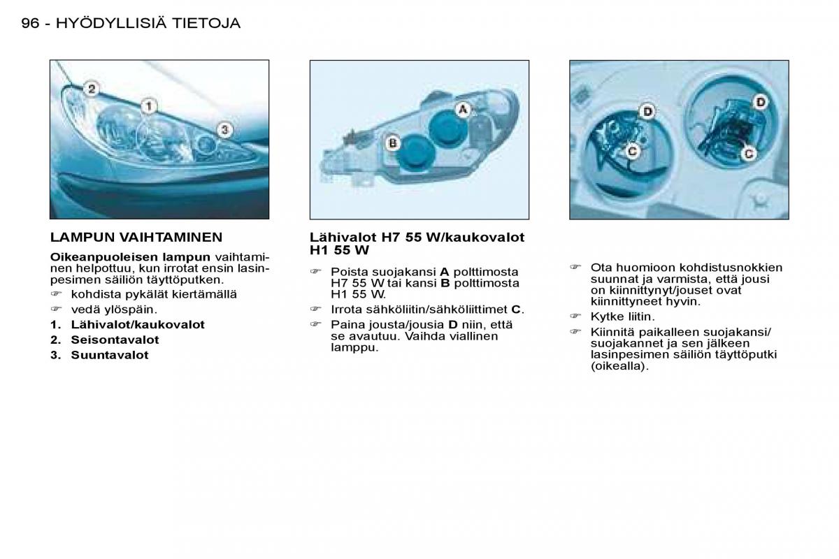 Peugeot 206 omistajan kasikirja / page 102