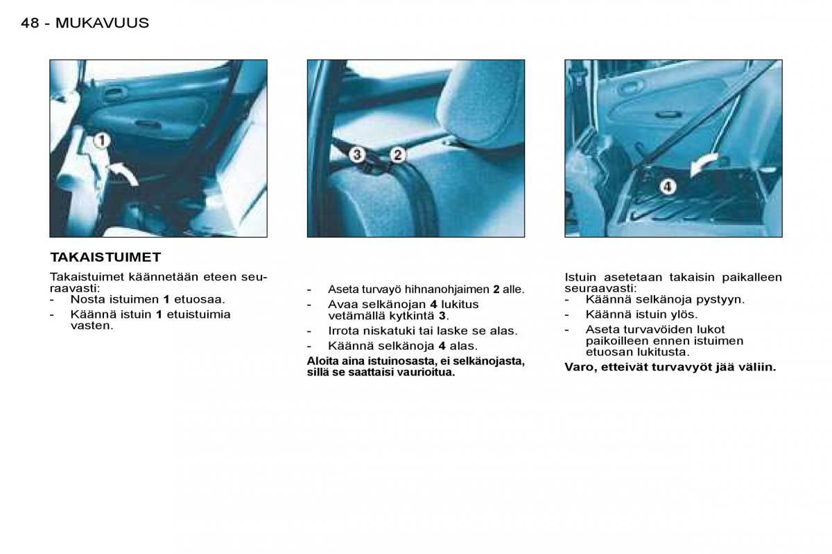 Peugeot 206 omistajan kasikirja / page 48