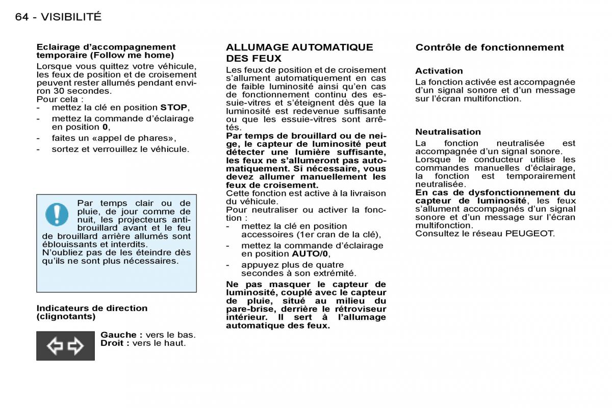 Peugeot 206 manuel du proprietaire / page 66