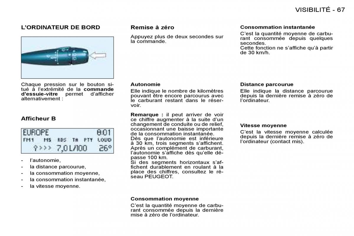 Peugeot 206 manuel du proprietaire / page 67