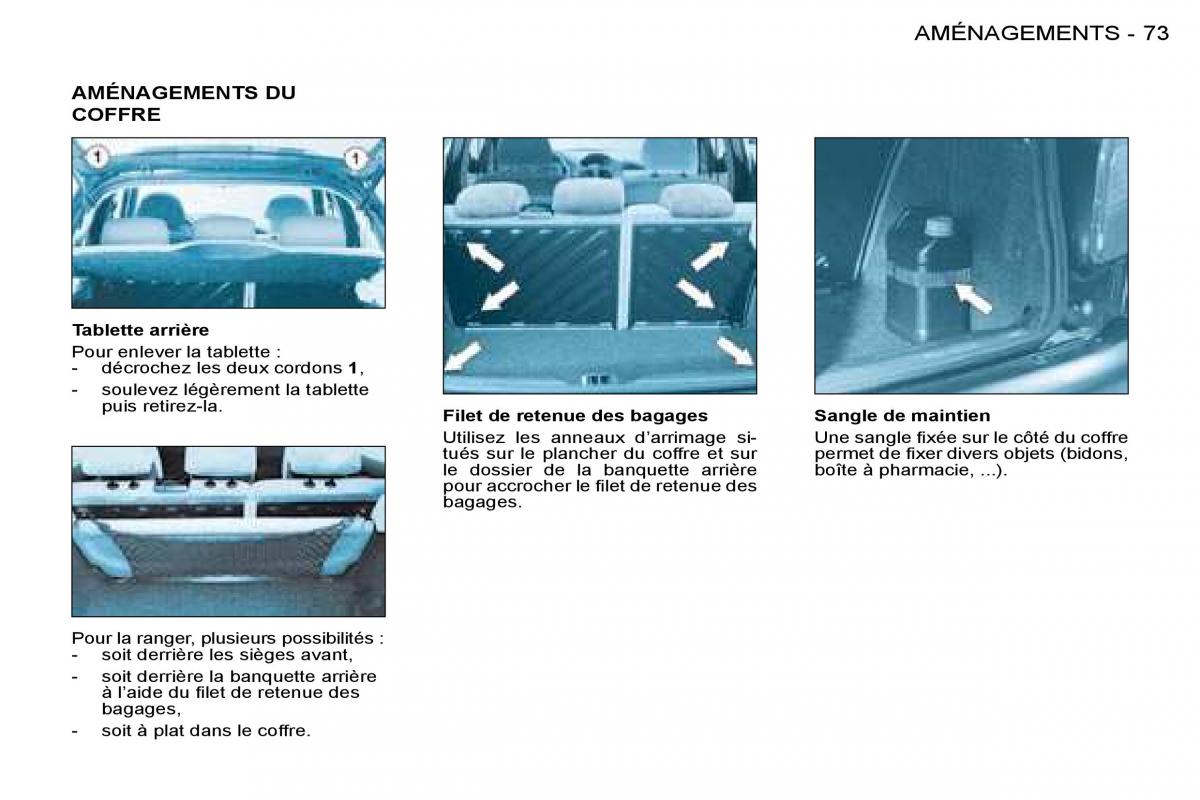 Peugeot 206 manuel du proprietaire / page 73