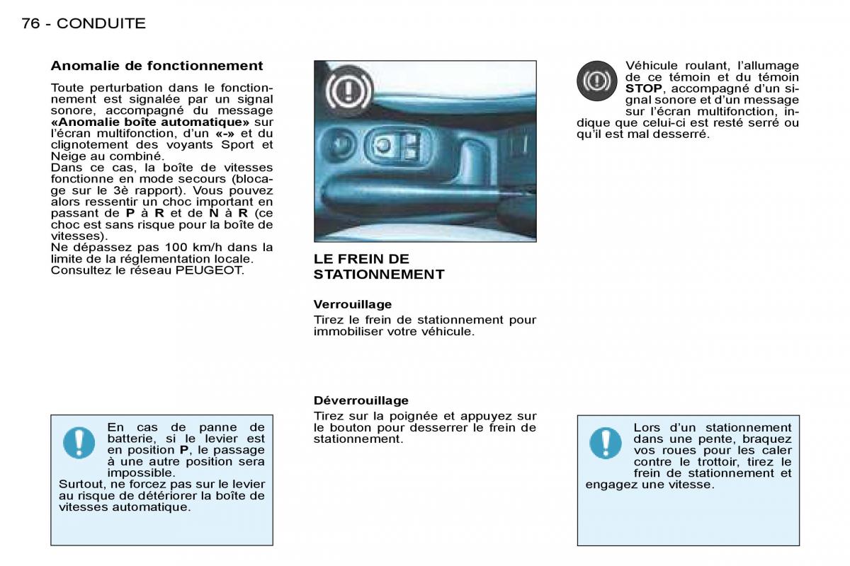 Peugeot 206 manuel du proprietaire / page 76