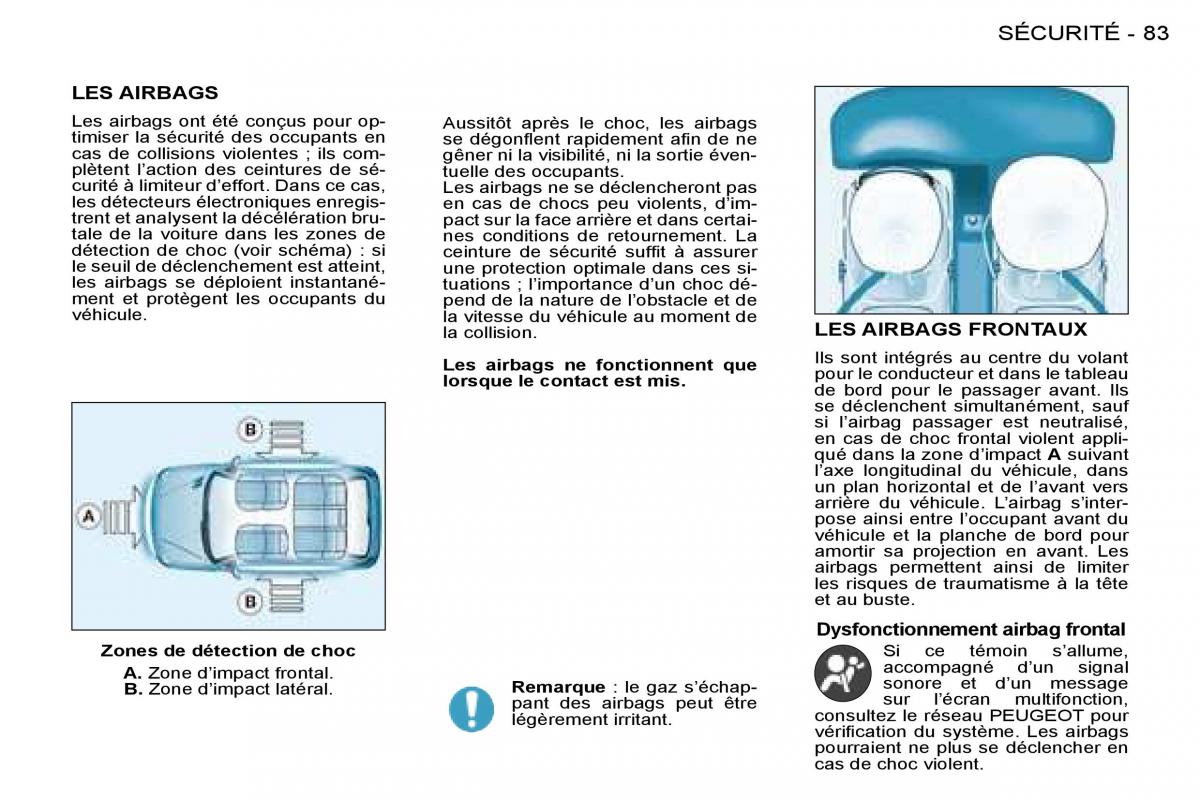 Peugeot 206 manuel du proprietaire / page 84