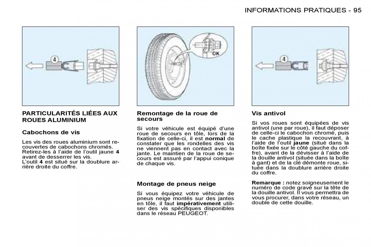 Peugeot 206 manuel du proprietaire / page 97